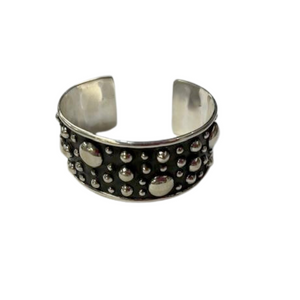 Thick Cuff with Thick Circles, Oxidized Silver Bracelet Thick Cuff with Thick Circles, Oxidized Silver Bracelet