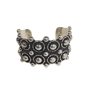 Open Thick with Oxidized Circles Silver Cuff Bracelet Open Thick with Oxidized Circles Silver Cuff Bracelet