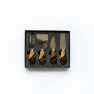 Black Ember Resin Coated Cheese Knife Set Black Ember Resin Coated Cheese Knife Set