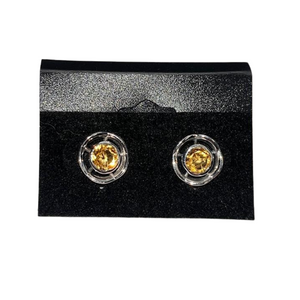 Citrine Circle in Circle Stud Silver Earrings Citrine Circle in Circle Stud Silver Earrings