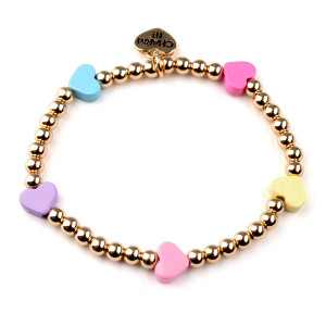 Pastel Bead Multi Heart Stretch Bracelet Pastel Bead Multi Heart Stretch Bracelet