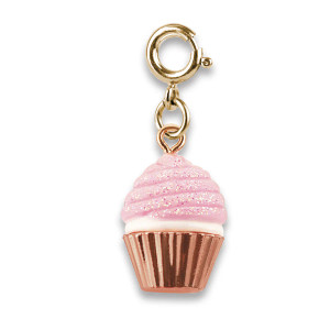 Gold Pink Glitter Cupcake Charm Gold Pink Glitter Cupcake Charm