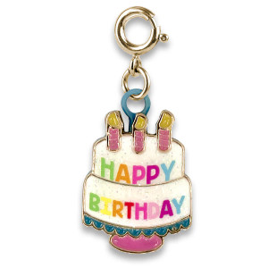 Gold Birthday Cake Charm Gold Birthday Cake Charm