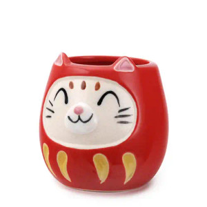 Red Japanese Daruma Cat Tea Mug Red Japanese Daruma Cat Tea Mug