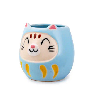 Blue Japanese Daruma Cat Tea Mug Blue Japanese Daruma Cat Tea Mug