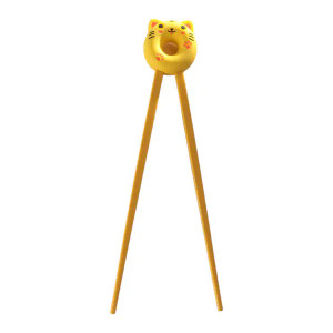 Yellow Training Lucky Cat Round Chopsticks