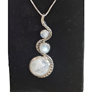 Rainbow Moonstone 3 Circle Necklace