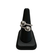 Silver Twist with Balls Ring Adjustable