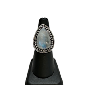 Rainbow Moonstone beaded Tear Ring Rainbow Moonstone beaded Tear Ring