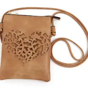 Beige Heart Cut Crossbody Cellphone Bag Beige Heart Cut Crossbody Cellphone Bag