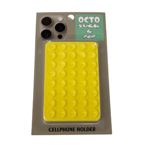 Octo Suck and Pop Cellphone Holder - Yellow