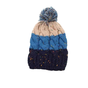Melissa Knit Hat Cream, Blue & Navy