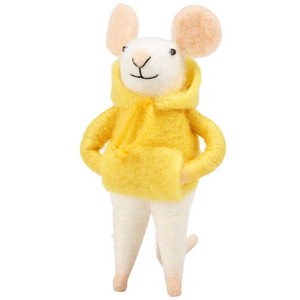Yellow Hoodie Mouse Critter Ornament Yellow Hoodie Mouse Critter Ornament
