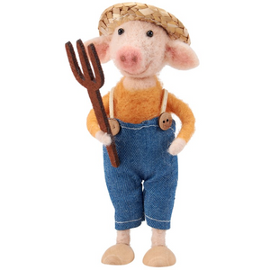 Critter Pitchfork Pig Figurine