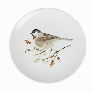 Winter Bird Branch Plate- Chickadee
