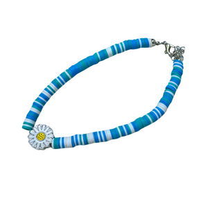 Blue Fimo Daisy Anklet