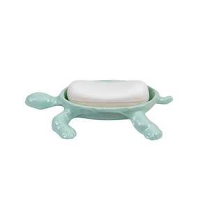 Cast Iron Turtle Distressed Aqua Soap Dish