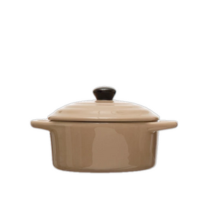 1 Cup Brown Stoneware Mini Baker with Lid 1 Cup Brown Stoneware Mini Baker with Lid