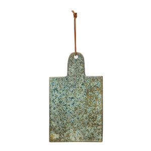 Green with Leather Tie Stoneware Cheeseboard