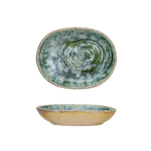 Green Embossed Stoneware Dish Green Embossed Stoneware Dish