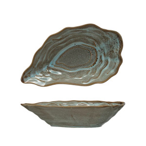 Grey Stoneware Oyster Shaped Bowl Grey Stoneware Oyster Shaped Bowl