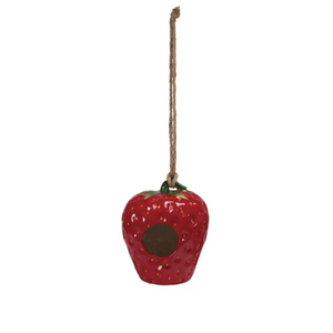 Red Strawberry Hand-Painted Bird House Red Strawberry Hand-Painted Bird House