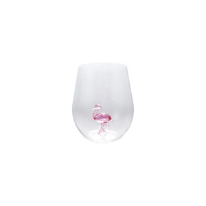 Acrylic Stemless Wine Glass with Flamingo Acrylic Stemless Wine Glass with Flamingo