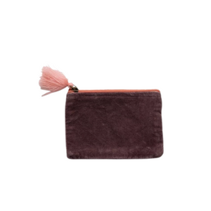 Purple Velvet Zip Pouch with Tassel