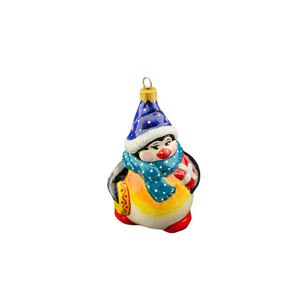 Hand Decorated Glass Ornament - Charming Fat Penguin Hand Decorated Glass Ornament - Charming Fat Penguin