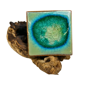 Turquoise with Blue & Green Glass Coaster