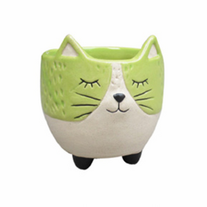 3" Green Cat Planter