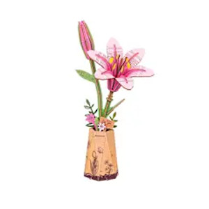 3D Flower Wood Puzzle: Pink Lily