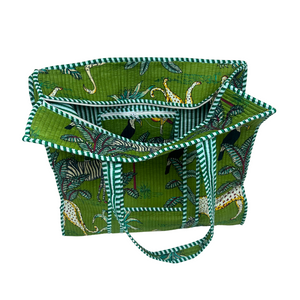 Large Green Jungle Print Tote Bag Large Green Jungle Print Tote Bag