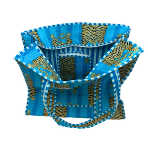 Large Aqua Tiger Tote Bag Large Aqua Tiger Tote Bag