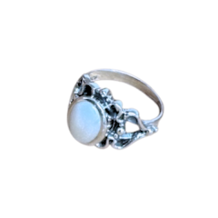 Pearl Oval Loops Silver Ring S9