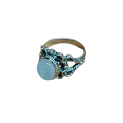 Moonstone Oval Loops Silver Ring S6