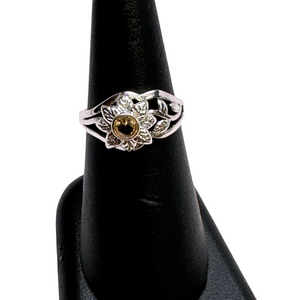 Citrine Flower Silver Ring S5 Citrine Flower Silver Ring S5