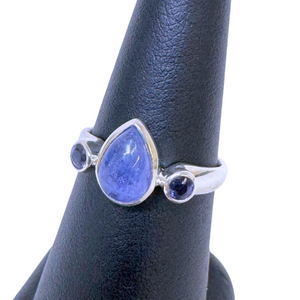 Tanzanite Tear with 2 stone Silver Ring S7 Tanzanite Tear with 2 stone Silver Ring S7