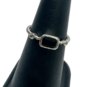 Black Onyx with White Topaz Silver Ring S8 Black Onyx with White Topaz Silver Ring S8