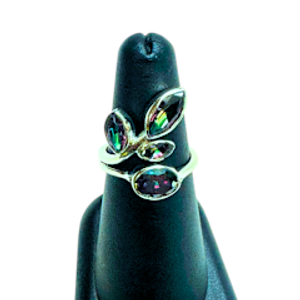 Mystic Topaz 4 Stone Vine Silver Ring S6 Mystic Topaz 4 Stone Vine Silver Ring S6