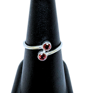 Garnet 2 Stone Small Silver Ring S5 Garnet 2 Stone Small Silver Ring S5