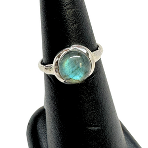 Labradorite Plain circle Silver Ring S7 Labradorite Plain circle Silver Ring S7