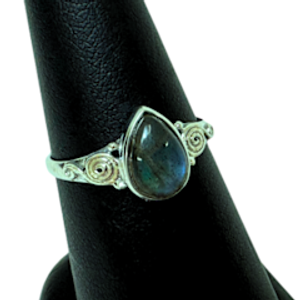 Tear with Swirl Labradorite Silver Ring S6 Tear with Swirl Labradorite Silver Ring S6