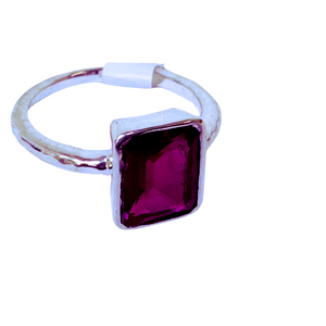 GIA Ruby Rectangle Silver Ring S6 GIA Ruby Rectangle Silver Ring S6