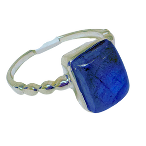 Labradorite Rectangle Silver Ring S6