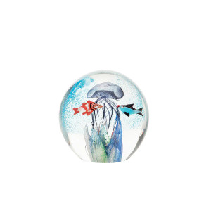 Glass Paperweight Jellyfish & Fish