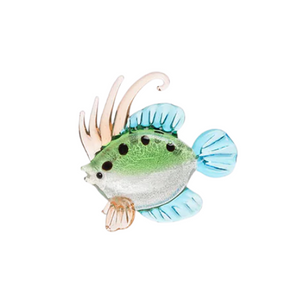 Green with Blue & Pink Fin Glass Tropical Fish Green with Blue & Pink Fin Glass Tropical Fish