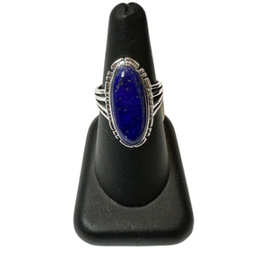 Lapis Large Oval Silver Ring S8