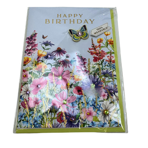 FSC Wildflowers with Pin Birthday Card FSC Wildflowers with Pin Birthday Card