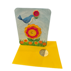 FSC Bird and Crochet Flowers Birthday Card FSC Bird and Crochet Flowers Birthday Card